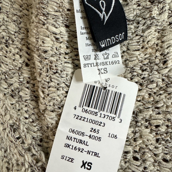 Windsor XS Knit Fringe Tank Top Sweater Natural Beige Boho NWT $34.90 - Picture 7 of 9